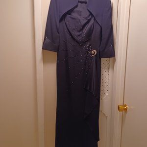 Vintage Navy Daymor Couture Evening Gown, Size 12